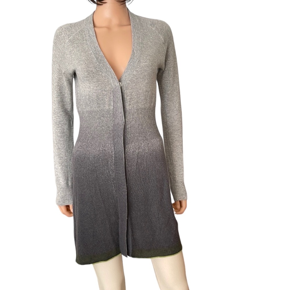Saltaire cashmere Ombré gray green long cardigan